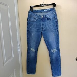 Denim Co medium wash distressed Skinny button fly jeans 30x30 Grunge Punk School
